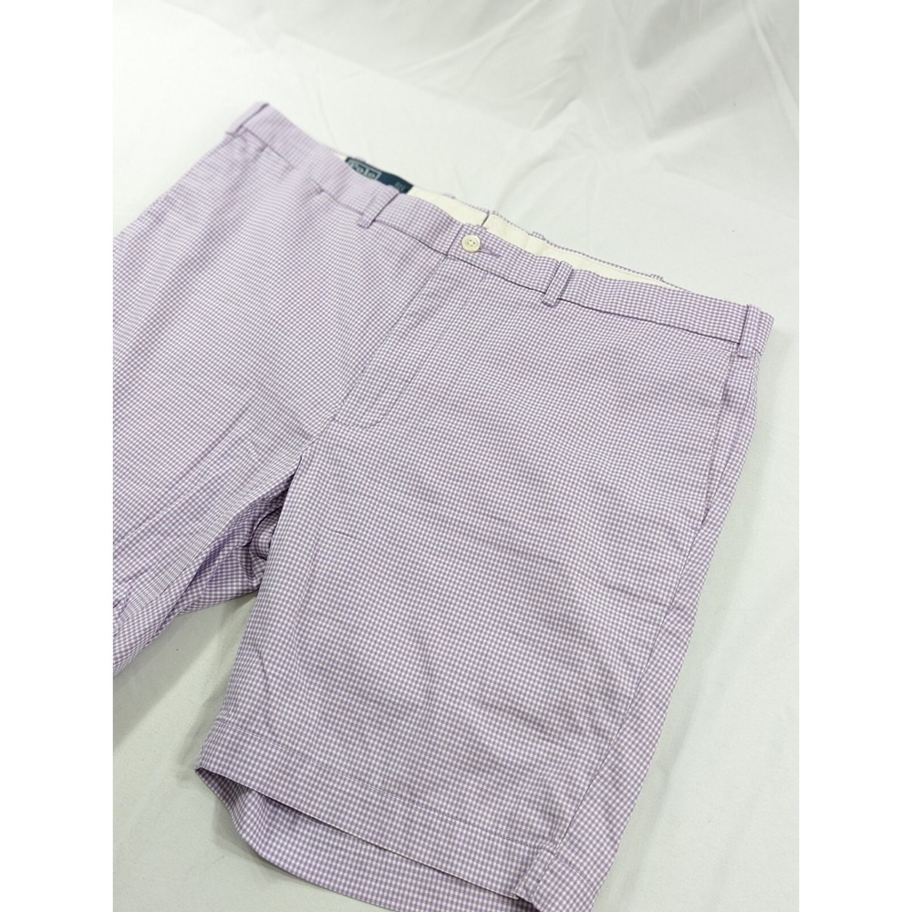 Vtg Polo Ralph Lauren Slim GI Fit Lavender Cotton Chino Plaid Gingham Shorts‎ 38